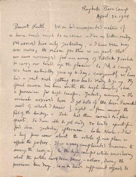 Letter from George to Ruth Mallory, 30 April 1924