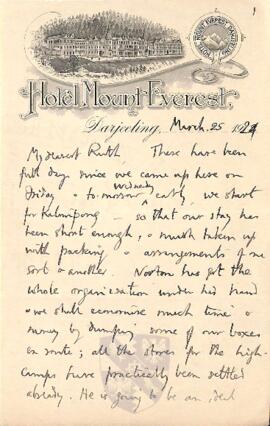 Letter from George to Ruth Mallory, 25 March 1924