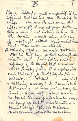 Diary Entries, 4 May 1921