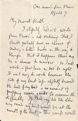 Letter from George to Ruth Mallory, 7 April 1924