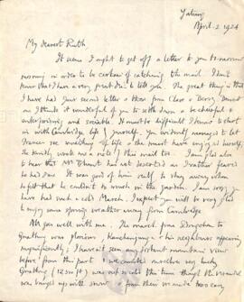 Letter from George to Ruth Mallory, 2 April 1924
