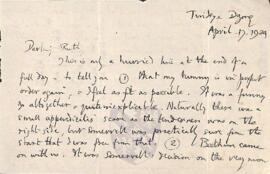 Letter from George to Ruth Mallory, 17 April 1924