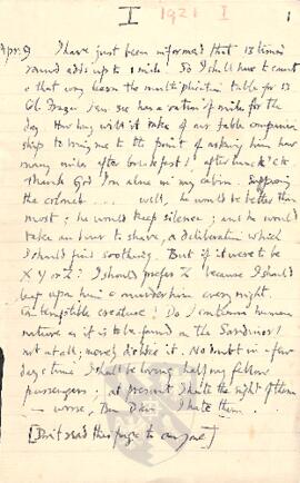 Diary Entries, 9-15 April 1921