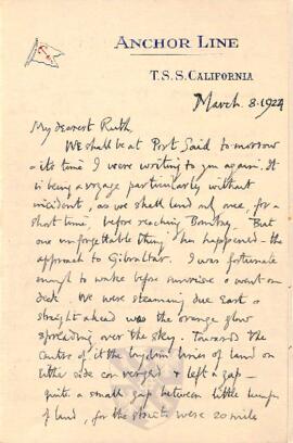 Letter from George to Ruth Mallory, 8 March 1924