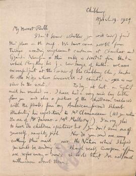 Letter from George to Ruth Mallory, 19-24 April 1924