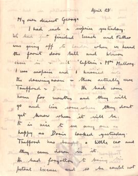 Letter from Ruth to George Mallory, 28 April 1917