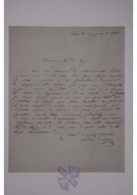 Letter from Eugène de Ligne d'Amblise et d'Epinoy, 8th Prince of Ligne, to Jean-Sylvain Van de Weyer