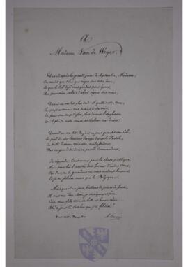 Poem from Auguste Baron to Elizabeth Van de Weyer