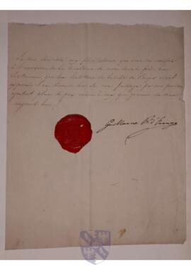 Letter signed by William II, King of the Netherlands.