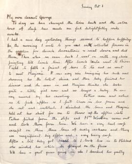 Letter from Ruth to George Mallory, 1 October 1916