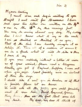 Letter from Ruth to George Mallory, 21 November 1916