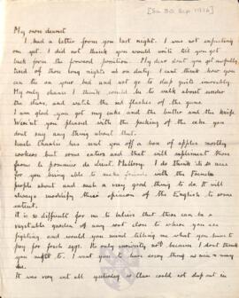 Letter from Ruth to George Mallory, 30 September 1916