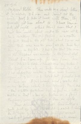 Letter from George to Ruth Mallory, 25 September 1916