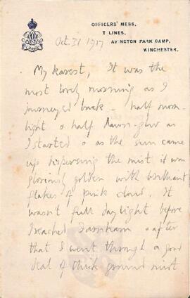Letter from George to Ruth Mallory, 31 October 1917