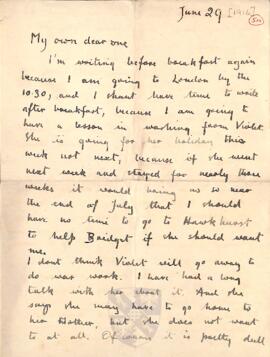 Letter from Ruth to George Mallory, 29 June 1916