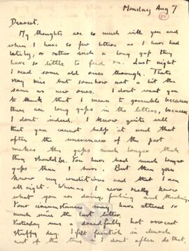 Letter from Ruth to George Mallory, 7 August 1916