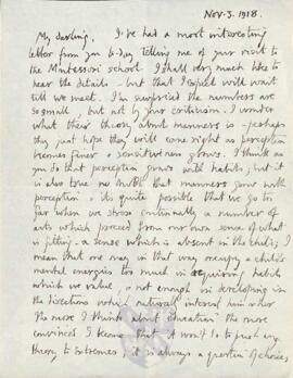 Letter from George to Ruth Mallory, 3 November 1918