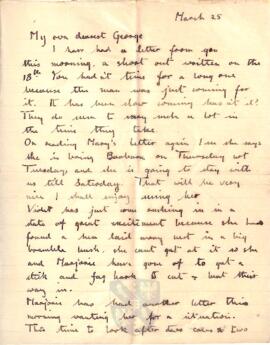 Letter from Ruth to George Mallory, 25 March 1917