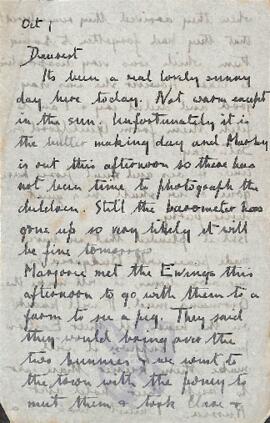 Letter from Ruth to George Mallory, 1 October 1918