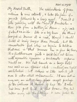 Letter from George to Ruth Mallory, 15 November 1918