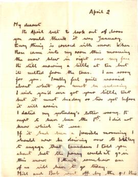 Letter from Ruth to George Mallory, 2 April 1917