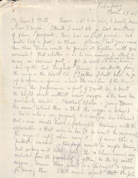 Letter from George to Ruth Mallory, 27-28 March 1922
