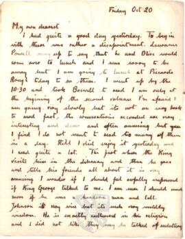 Letter from Ruth to George Mallory, 20 October 1916