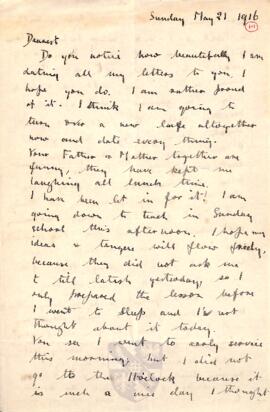 Letter from Ruth to George Mallory, 21May 1916