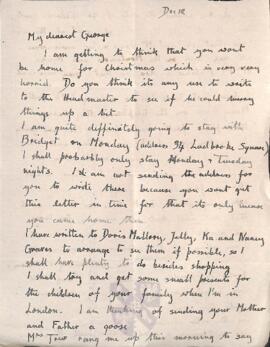 Letter from Ruth to George Mallory, 12 December 1918