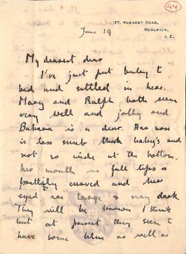 Letter from Ruth to George Mallory, 19 June 1916