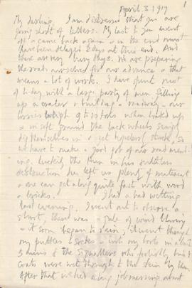 Letter from George to Ruth Mallory, 3-4 April 1917