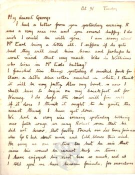 Letter from Ruth to George Mallory, 31 October 1916