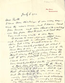Letter of Condolence from George Trevelyan to Ruth Mallory