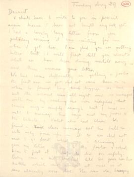 Letter from Ruth to George Mallory, 29  August 1916