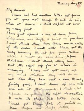 Letter from Ruth to George Mallory, 22  August 1916