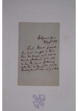 Letter from George Capel-Coningsby, 5th earl of Essex, to Jean Sylvain Van de Weyer