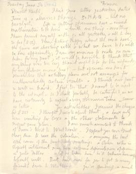 Letter from George to Ruth Mallory, 20 June 1916