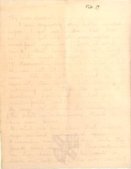 Letter from Ruth to George Mallory, 17 February 1917
