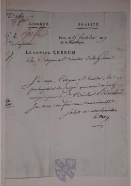 Letter from Charles Lebrun to Louis-Alexandre Berthier