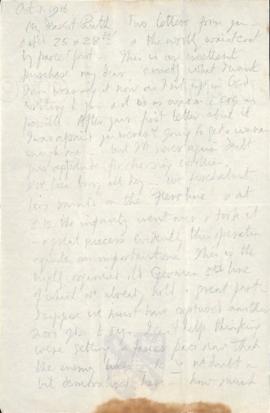 Letter from George to Ruth Mallory, 1 October 1916