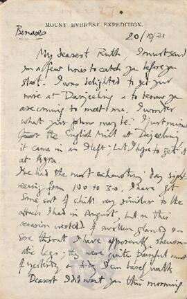 Letter from George to Ruth Mallory, 20 October 1921
