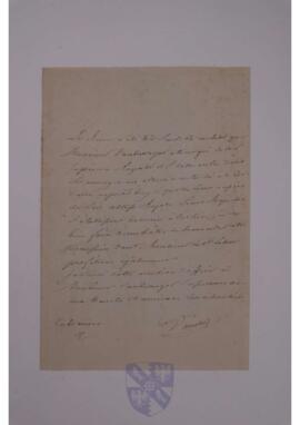 Letter from an unidentified person to Jean-Sylvain Van de Weyer