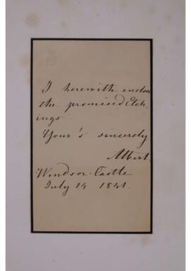 Letter from Prince Albert to Jean-Sylvain Van de Weyer