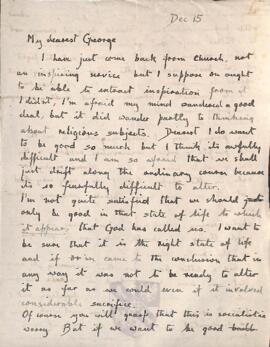 Letter from Ruth to George Mallory, 15 December 1918