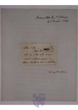 Autograph fragment by Jeremy Bentham