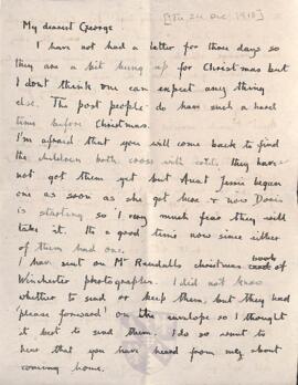 Letter from Ruth to George Mallory, c. 24 December 1918