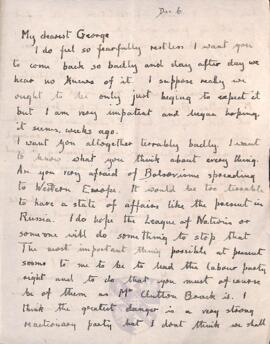 Letter from Ruth to George Mallory, 6 December 1918
