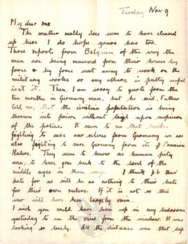 Letter from Ruth to George Mallory, 9 November 1916