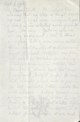 Letter from George to Ruth Mallory, 6 September 1916