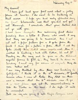 Letter from Ruth to George Mallory, 11 August 1915